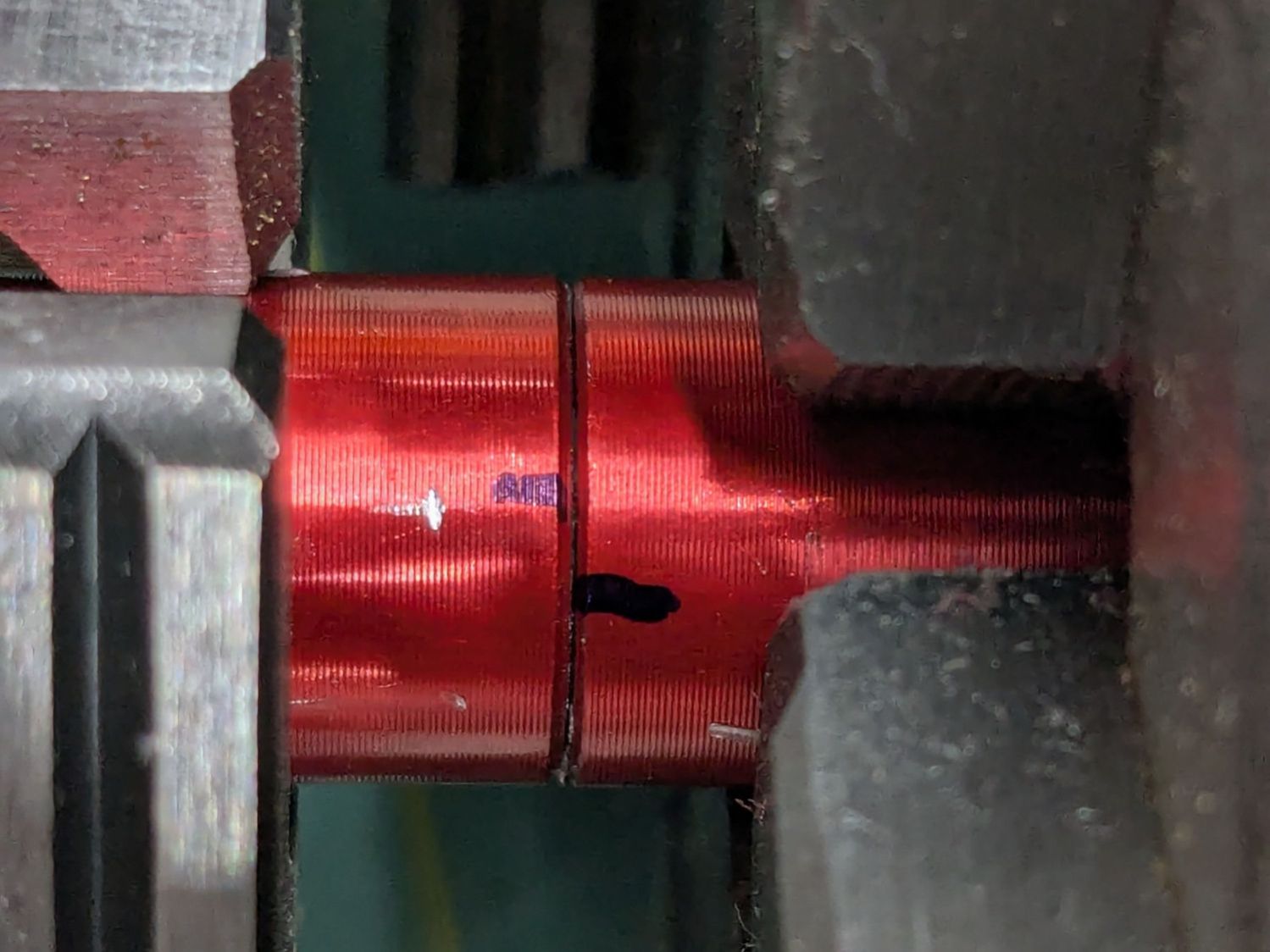 OMTech focus pen - unscrewing witness marks