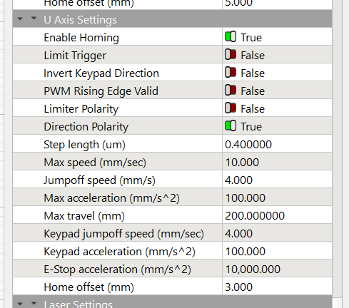 Settings - Home Offset