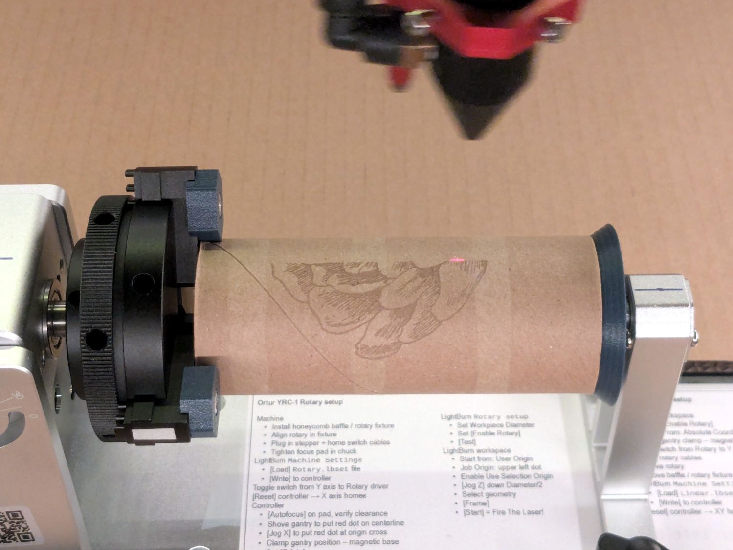 Ortur YRC-1 - chucked cardboard tube