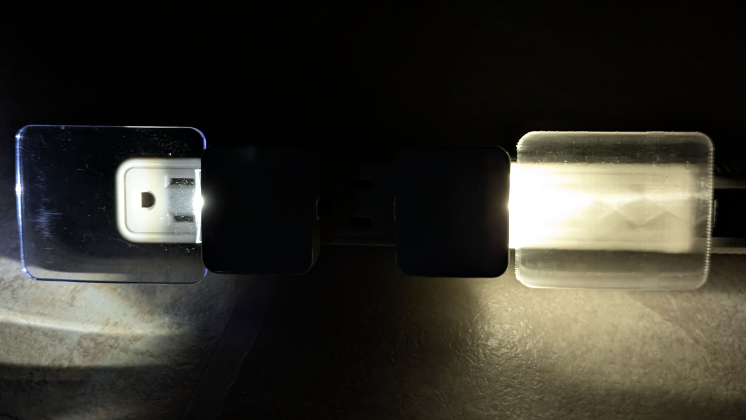 Nightlight light guide - original vs printed on outlet strip