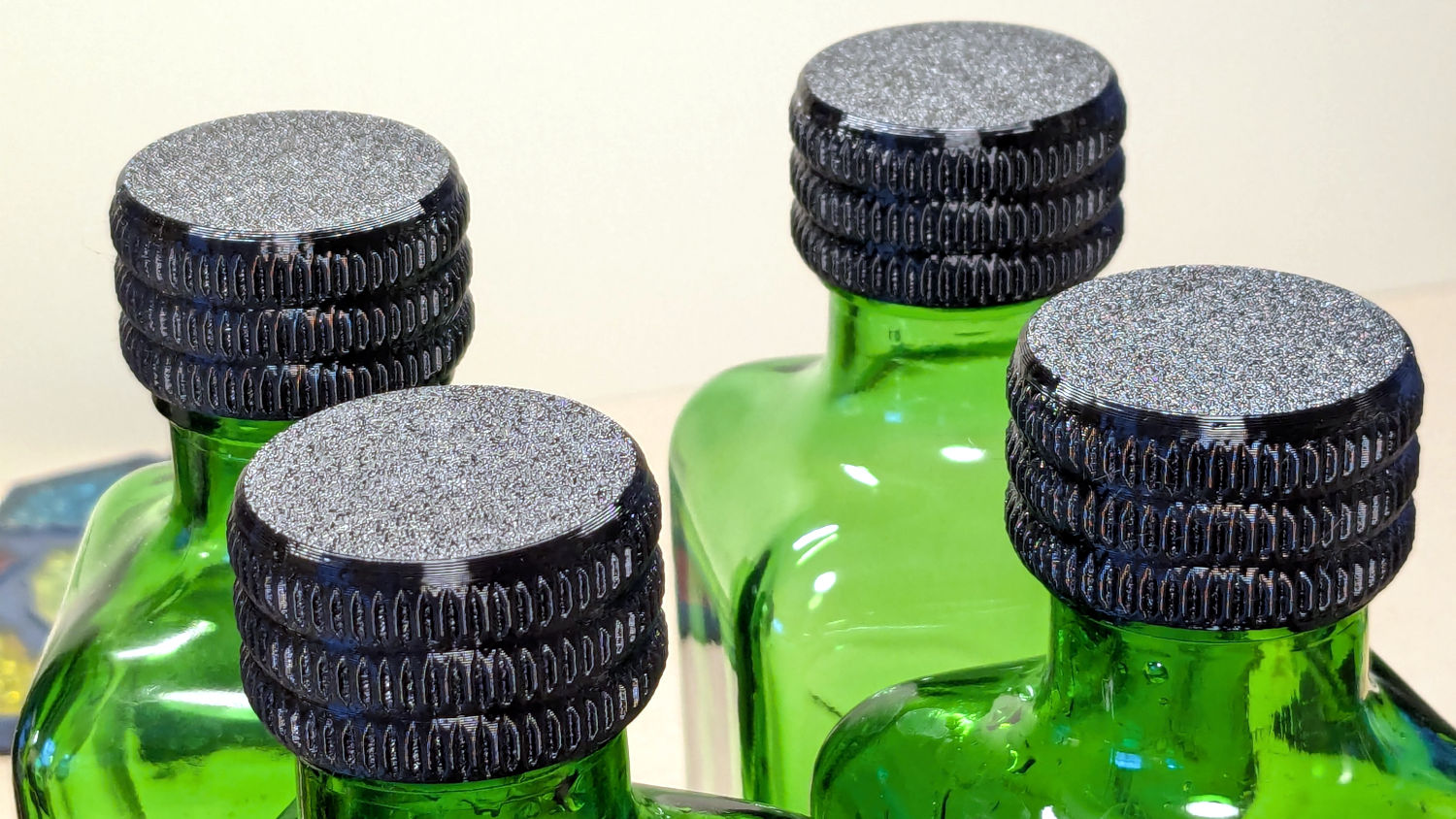 Olive oil bottle cap - installed