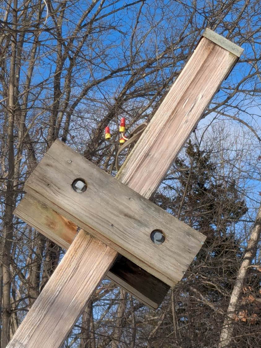 Damaged pole - wire nuts