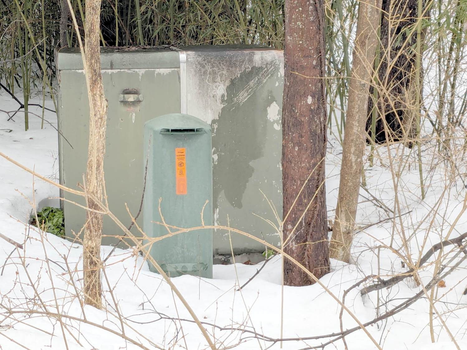 Scorched utility transformer housing