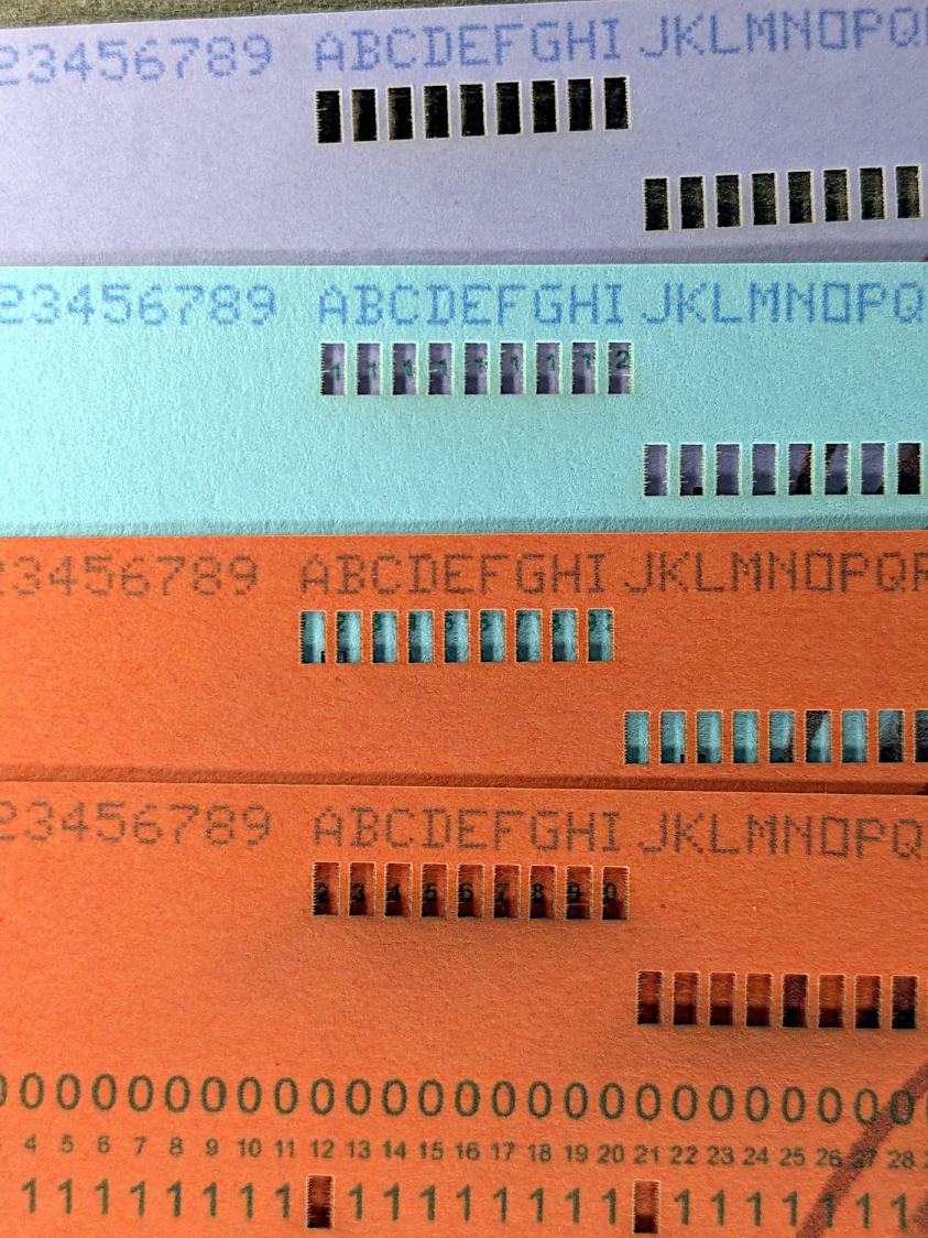 Punched Cards - paper color vs smoke stains
