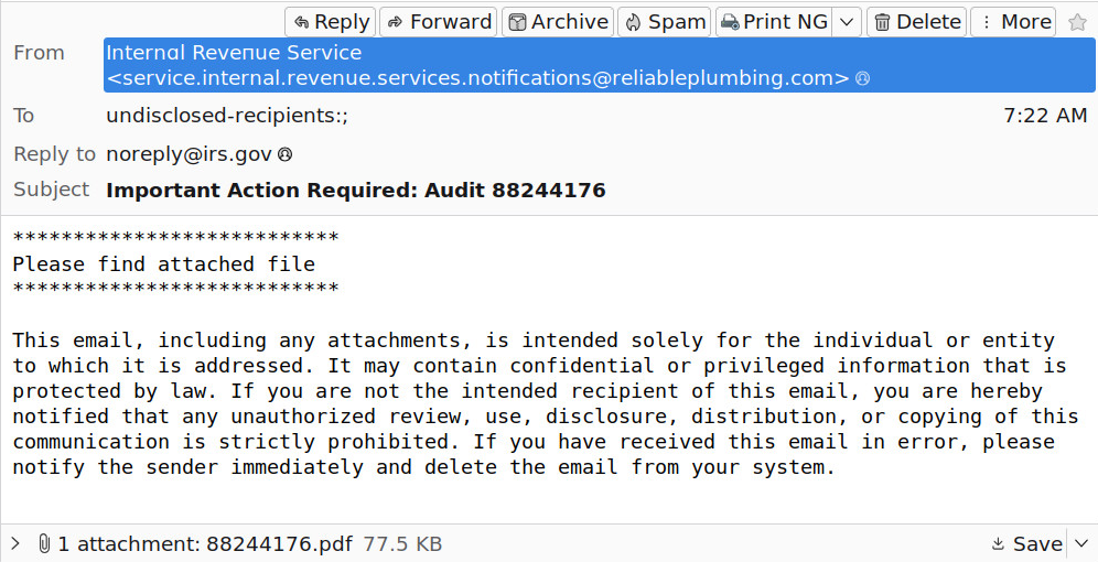 IRS Audit email