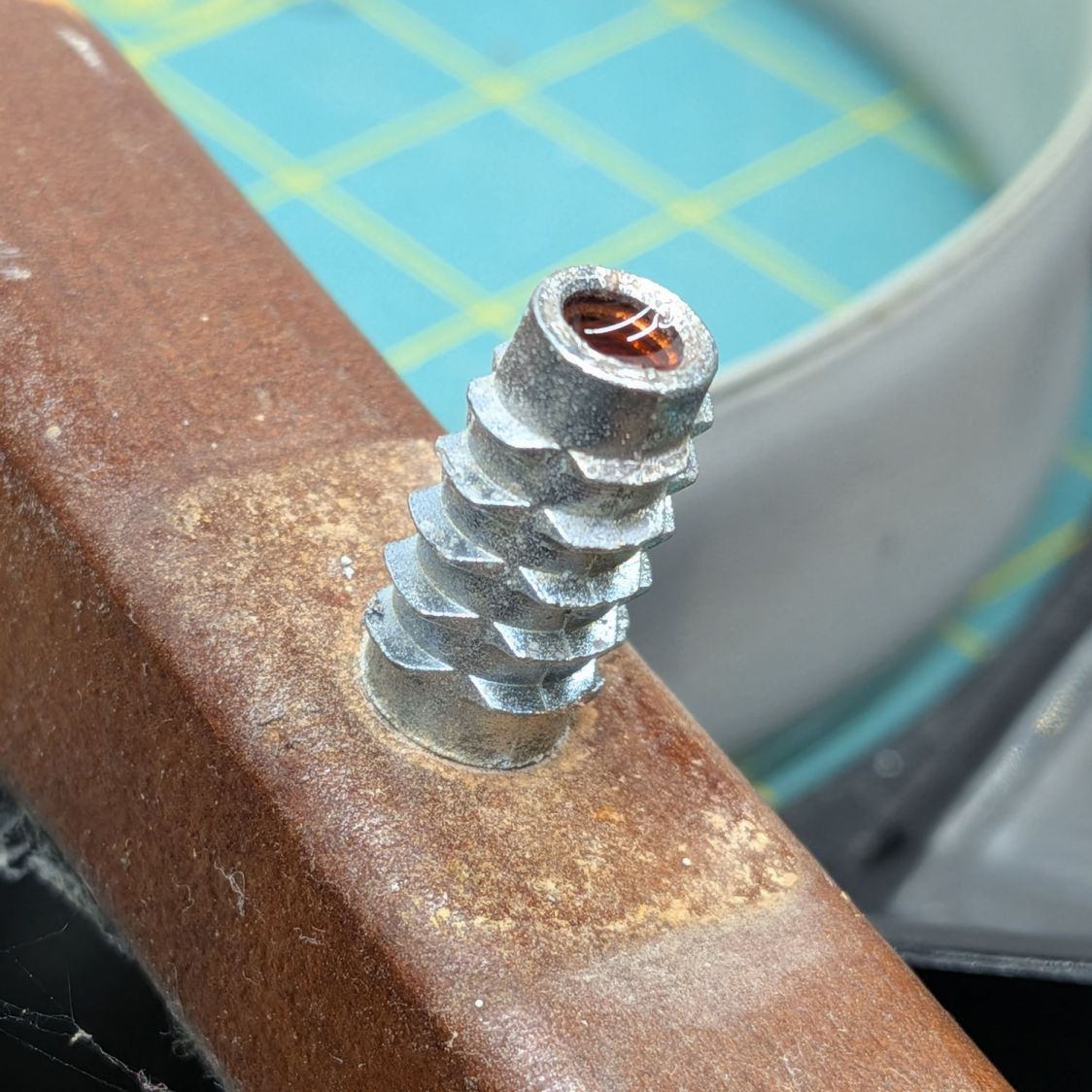 Clothes rack screws - threaded insert penetrating oil