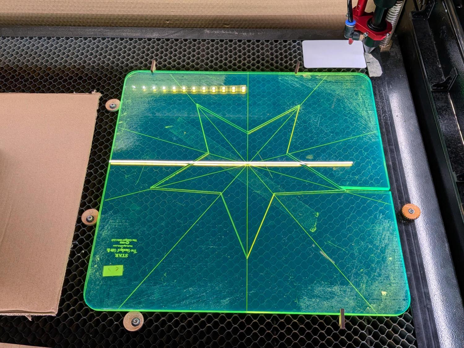Star quilting ruler - laser setup