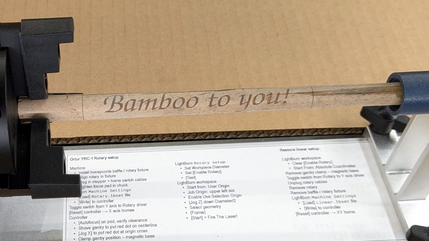 Laser engraved bamboo