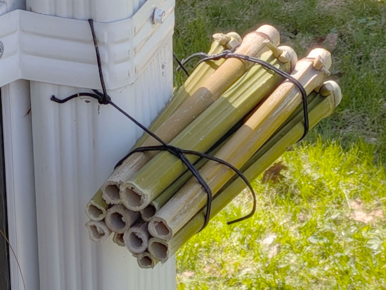 Bee Tunnel Nest - downspout installation