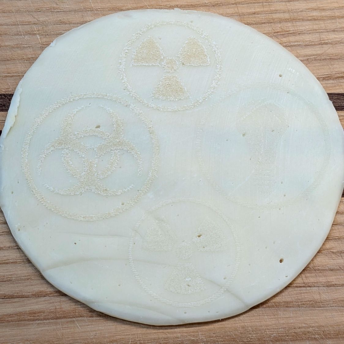 Laser-engraved food - provolone - direct light