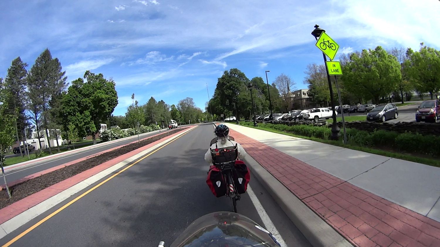 Raymond Avenue vs pickup - bikes in lane sign