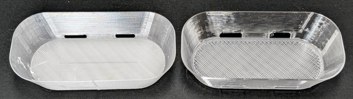 Clear PETG - 0.4 vs 0.8 mm nozzle - top view