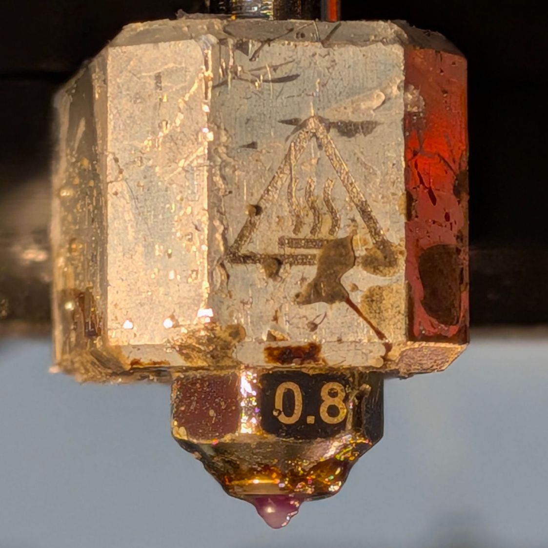 Prusa MK4 hot end - 0.8 mm Durozzle ruby - front