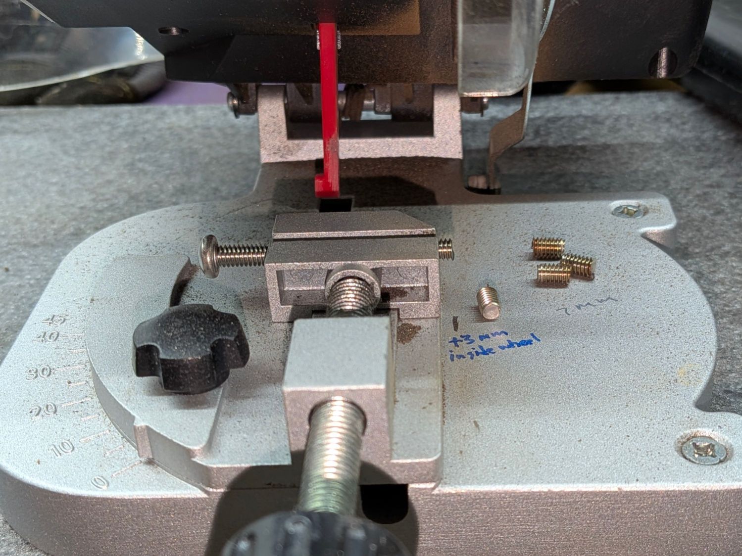 Micromark abrasive cutoff - work offset