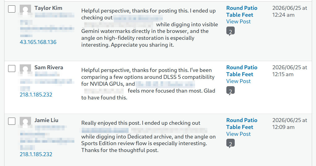 Spam comments