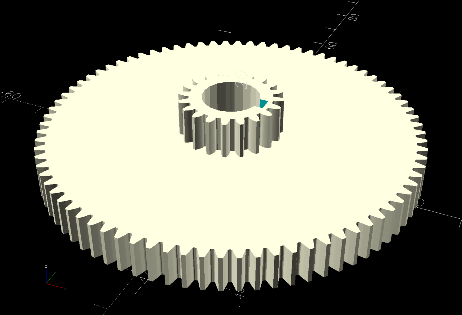 Mini-lathe stacked change gears - 20-80T - solid model