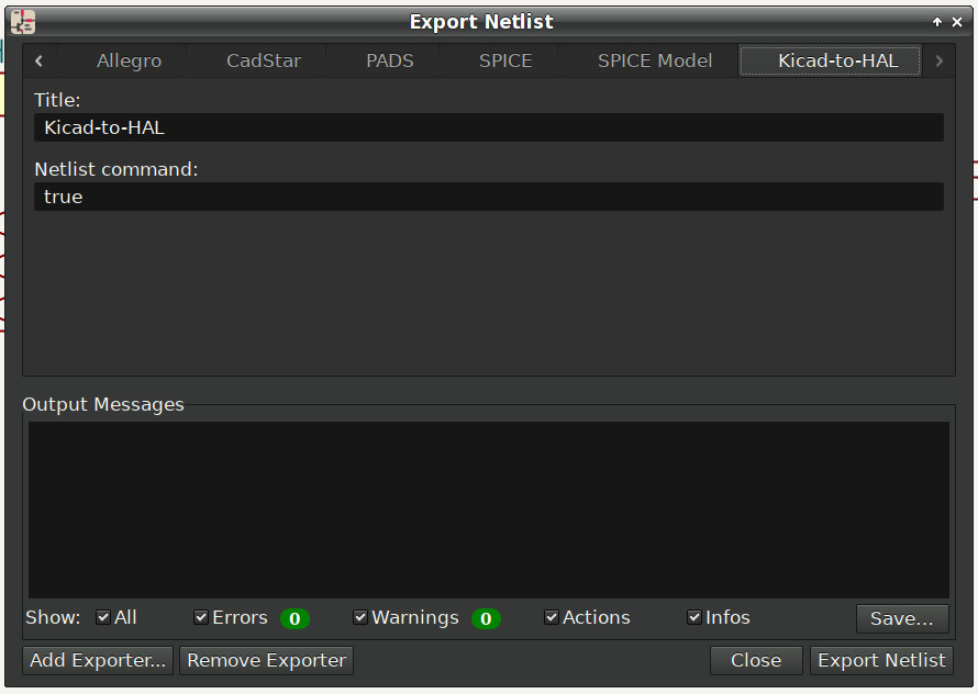 Sherline HAL schematic - netlist export