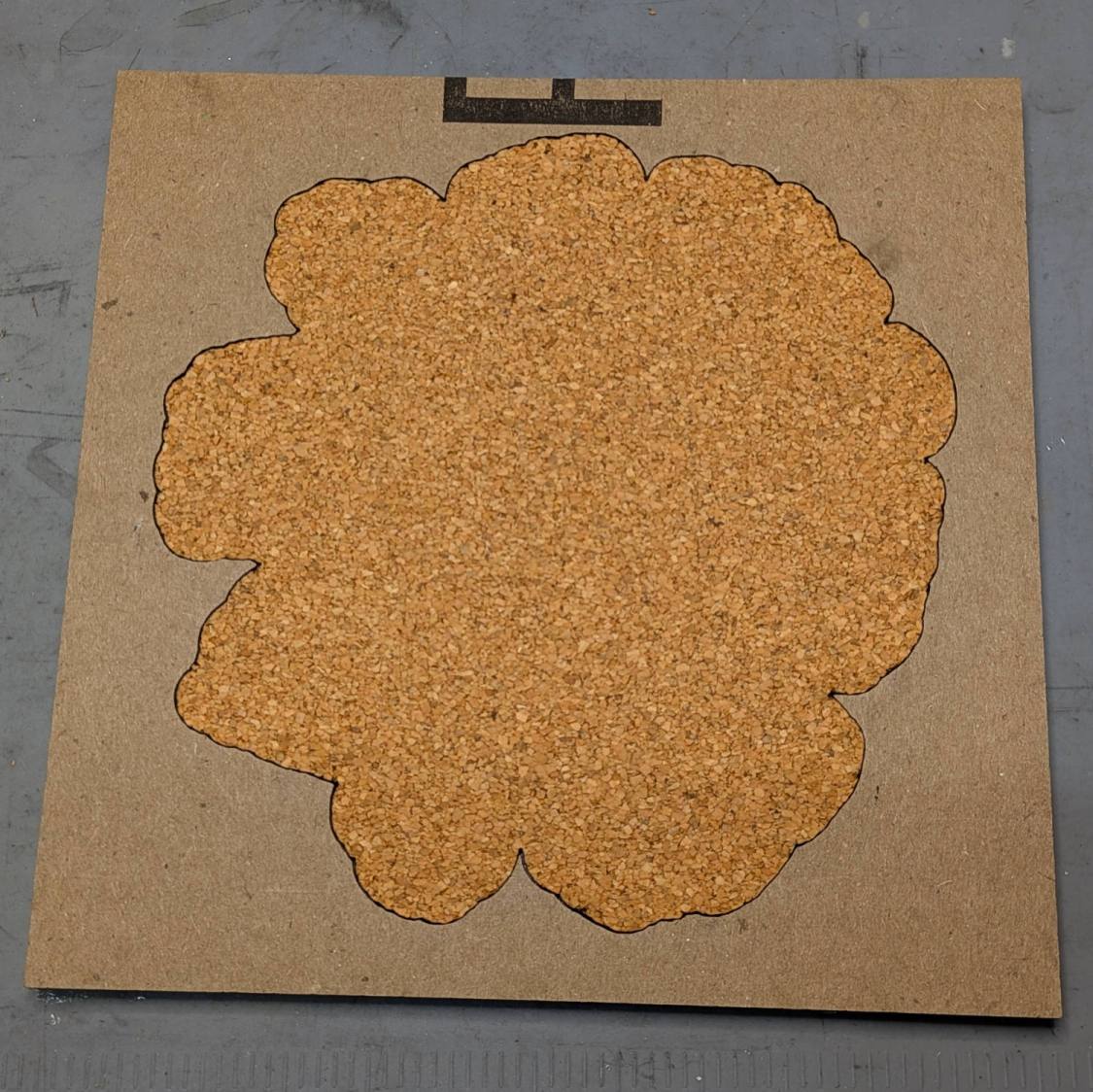 Chipboard Fragment Coaster - cork fixture - bottom