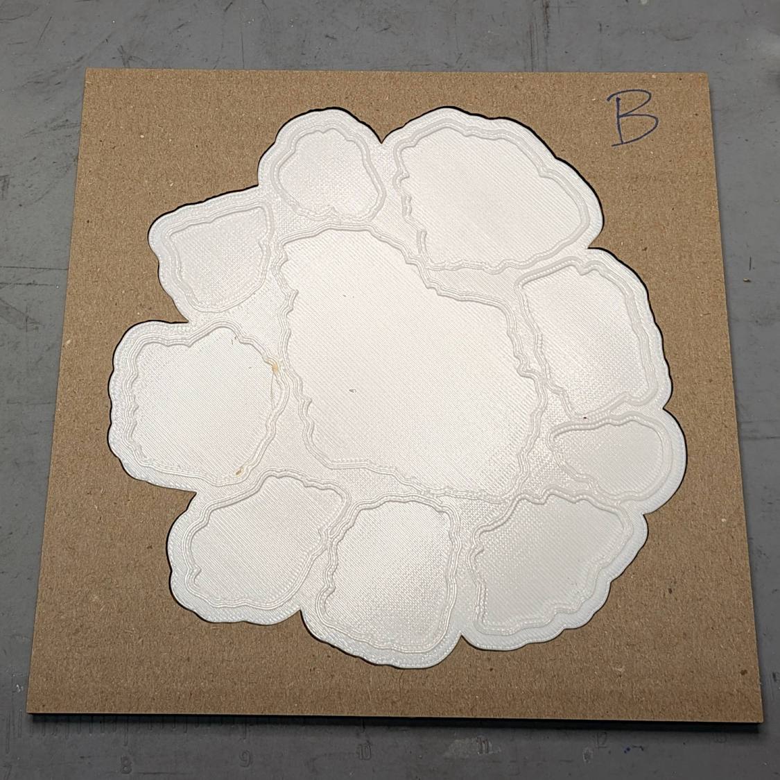 Chipboard Fragment Coaster - cork fixture - top