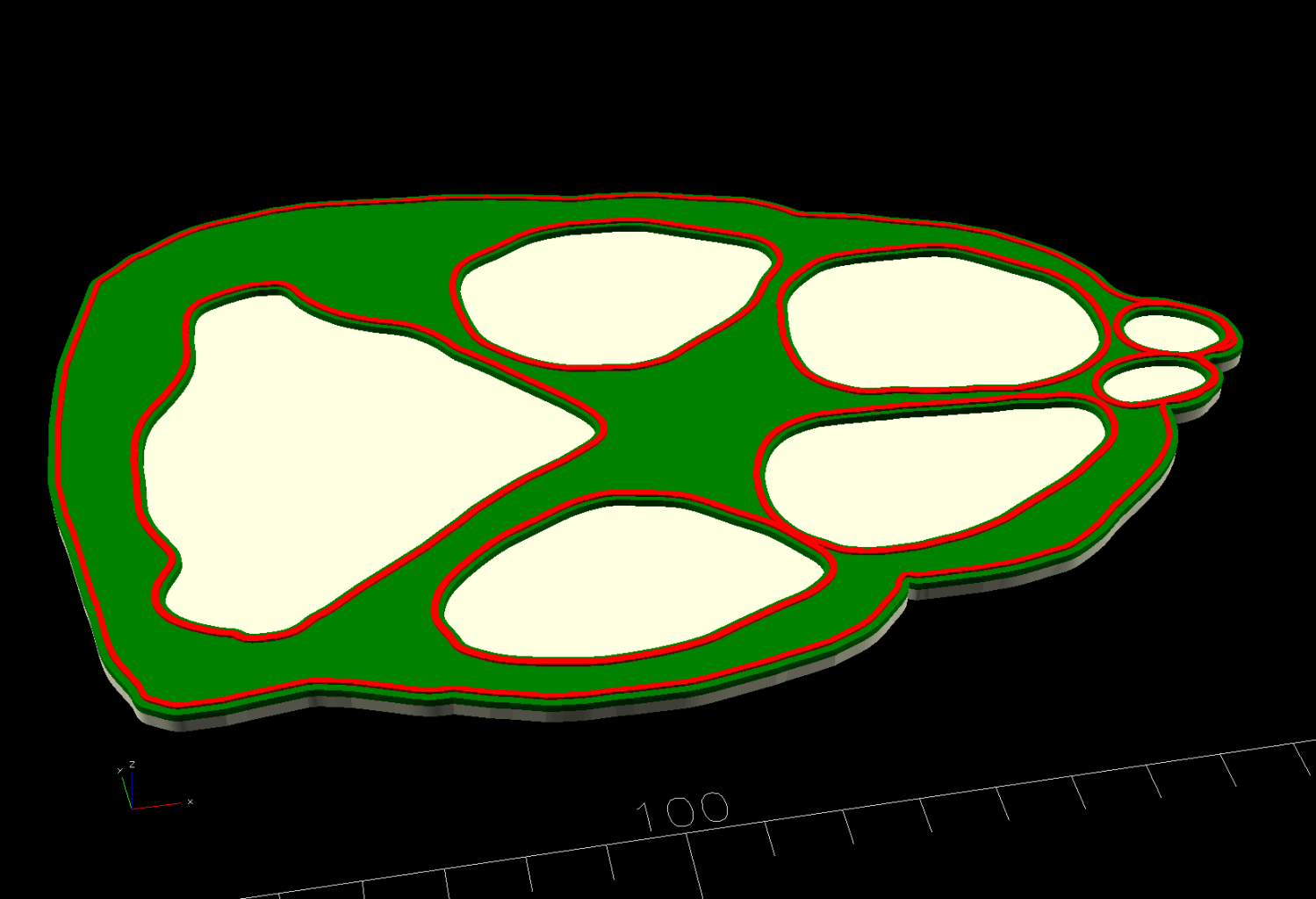 Dog Paw Coaster - raised rim - OpenSCAD model