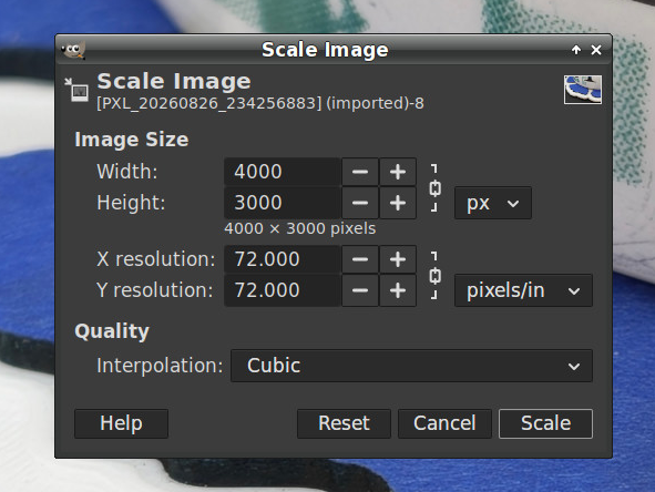 GIMP Scale Image fields