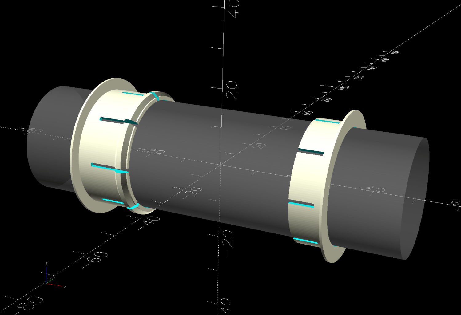 HQ Sixteen - Rod Bushing - rib retainer - solid model - show view