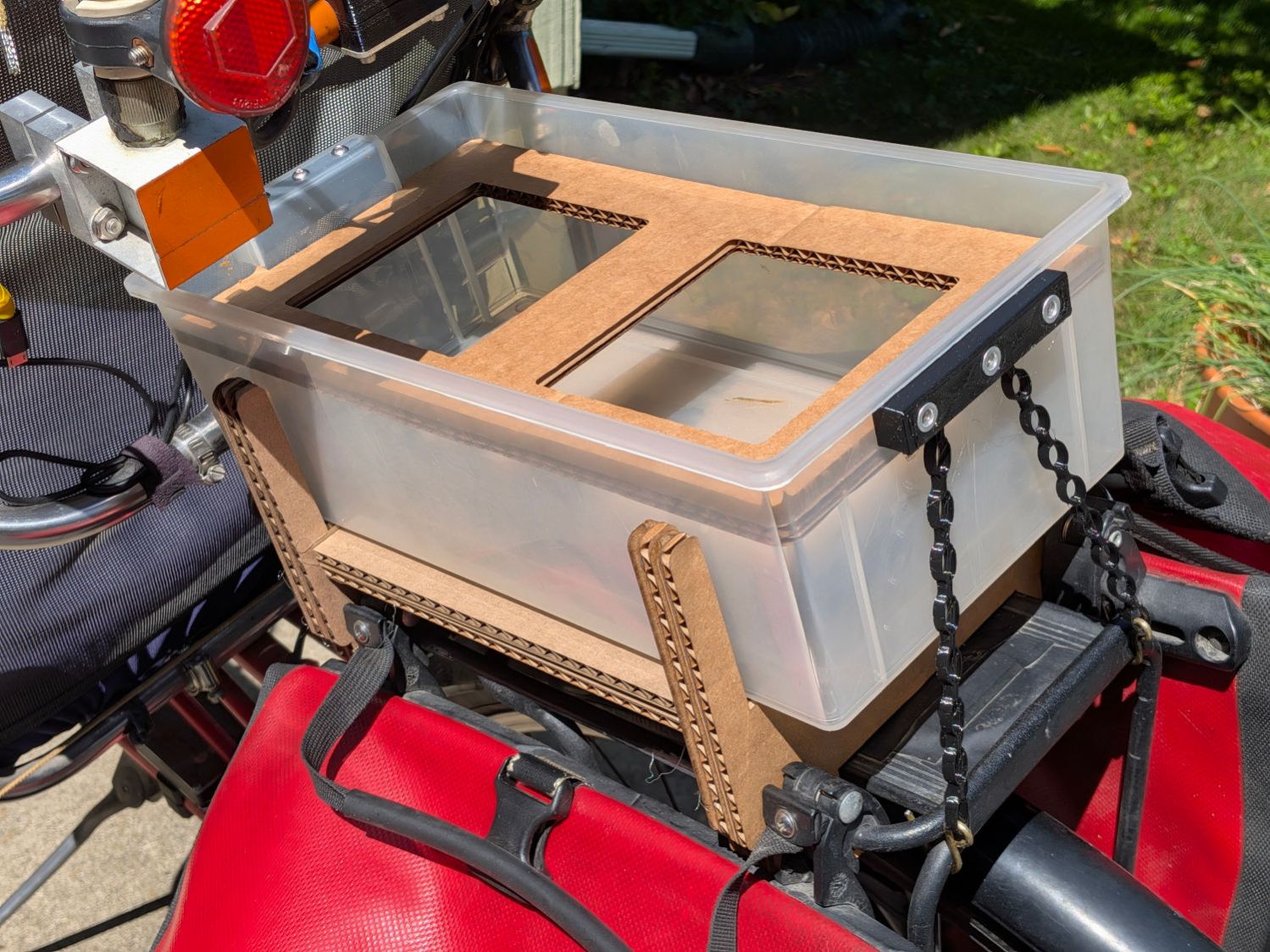 Bike Rack Tray Holder - small drawer - installed