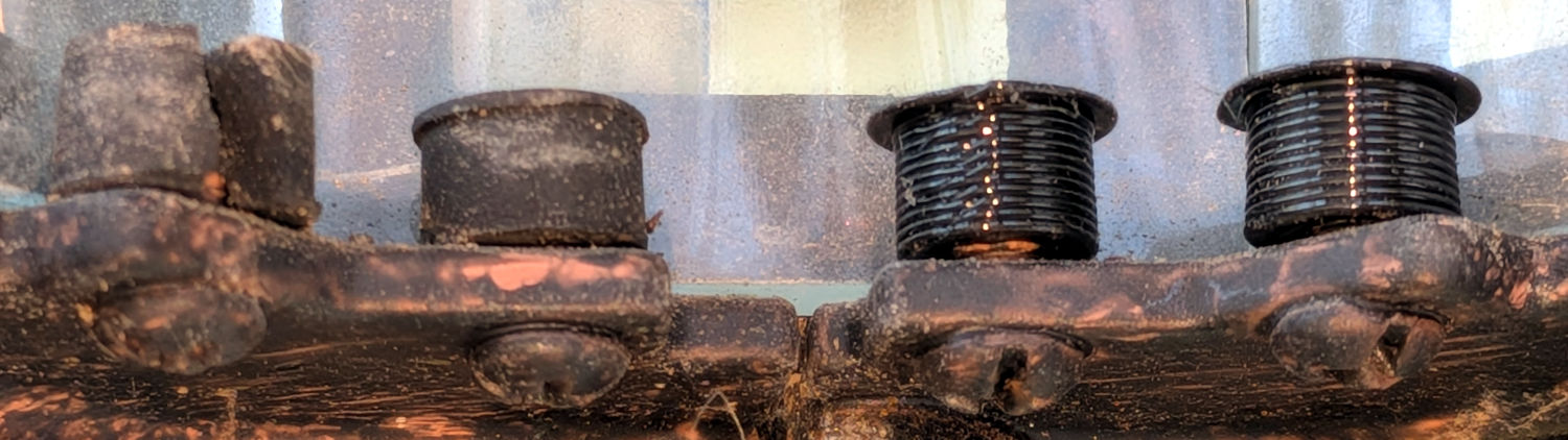 Outdoor Lamp Glass Retainers - old vs new - installed