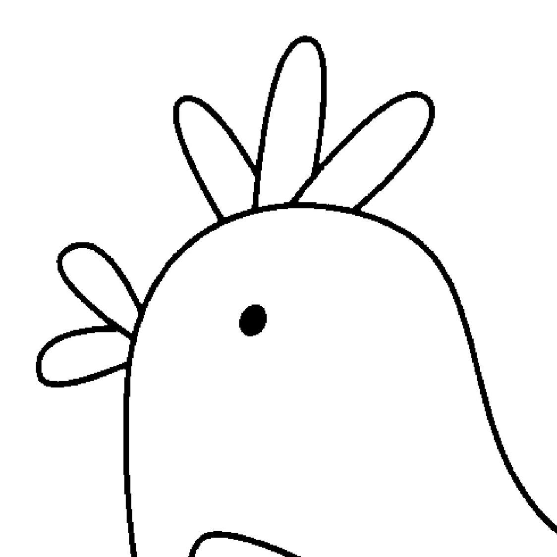Whimsical Perching Bird - outline