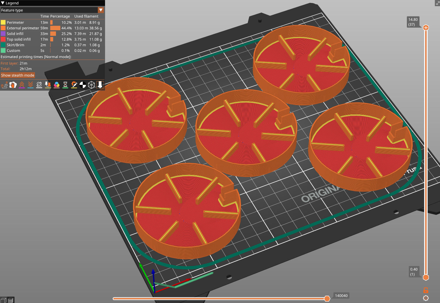 Worm Bin Vent Covers - PrusaSlicer preview